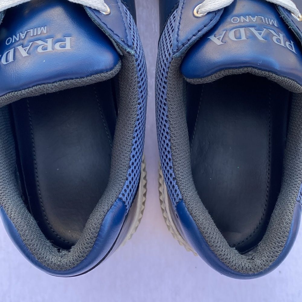 PRADA Milano Navy/White Sneakers Size 10 - Picture 6 of 8